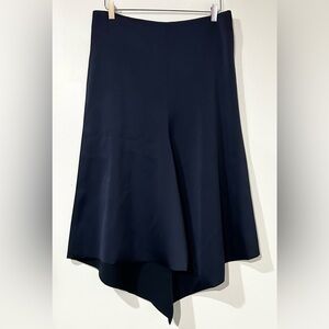 Tibi Navy Bonded Satin‎ High Waisted Draped Skirt 2
